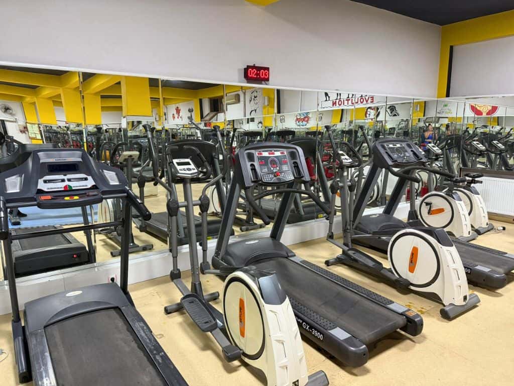 Goreme Fitness Center gym's cardio equipment with several treadmills and bikes