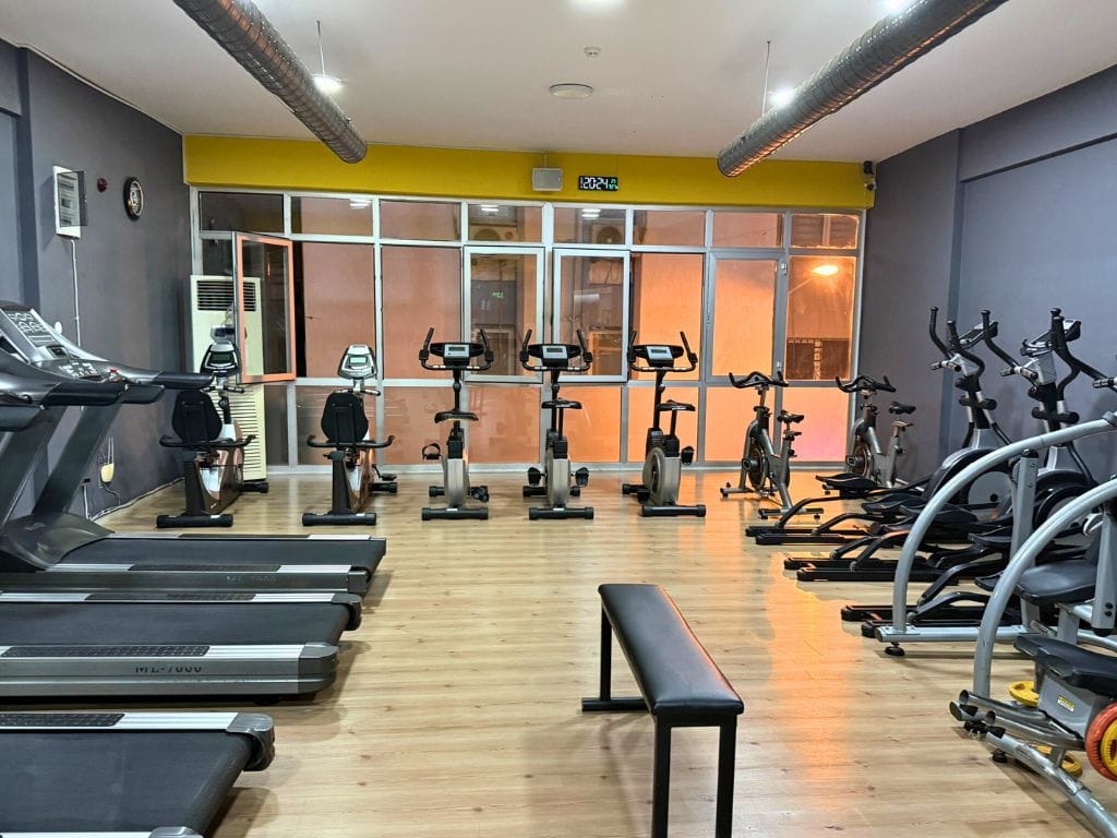 Second floor cardio equipment (treadmills, bikes, ellipticals) at the Selcuk gym Mekibu Fitness Club