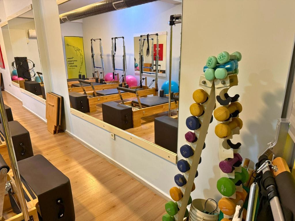 Inside the pilates studio at the Selcuk gym Mekibu Fitness Club
