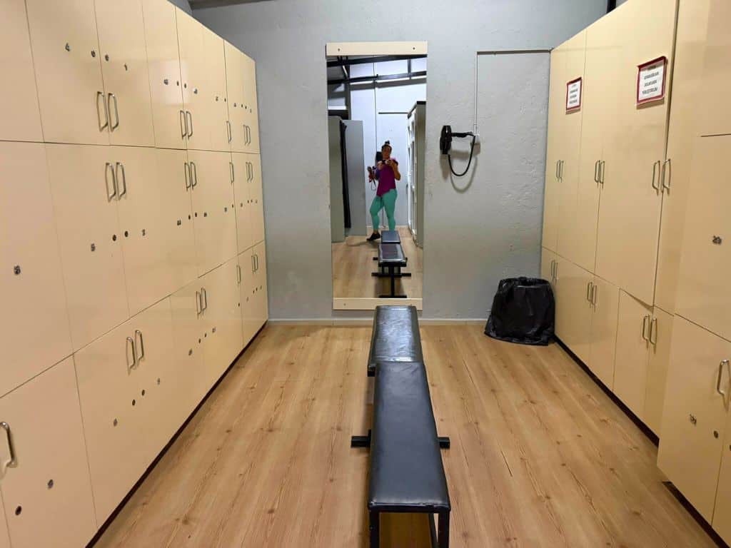 Inside the locker room at the Selcuk gym Mekibu Fitness Club