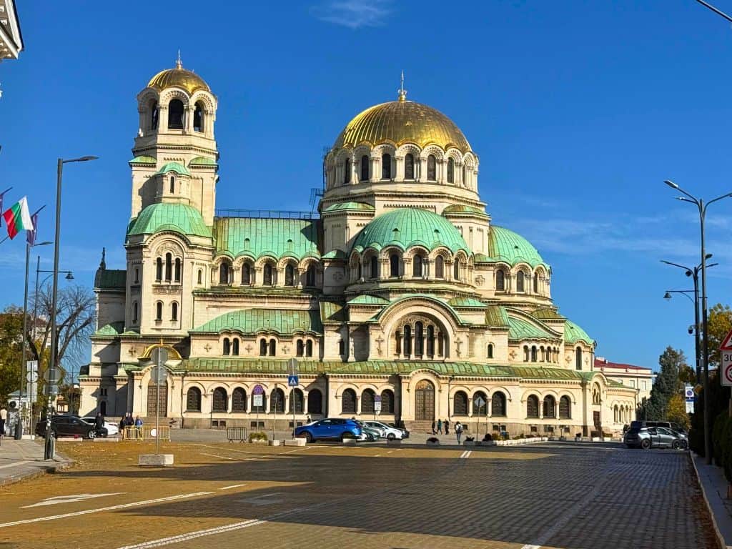 Sofia's walking tour route passing the Alexander Nevsky Cathedral