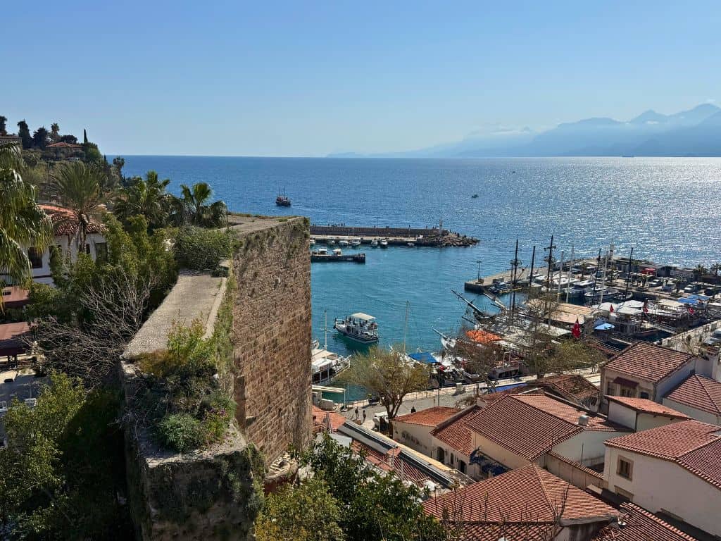 Old city walls and Mediterranean views in Antalya, Turkiye