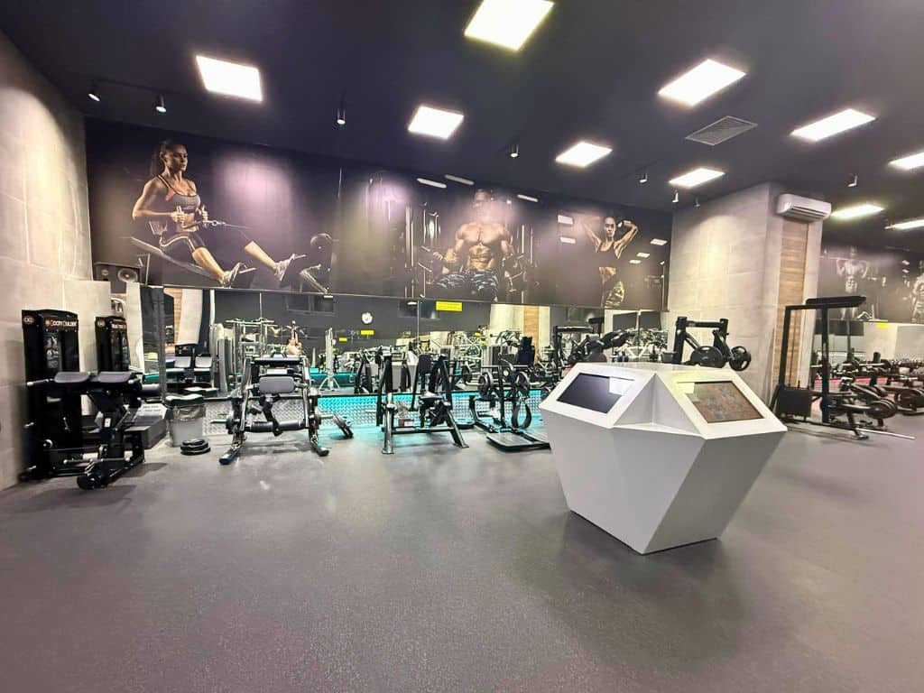 Various strength training equipment